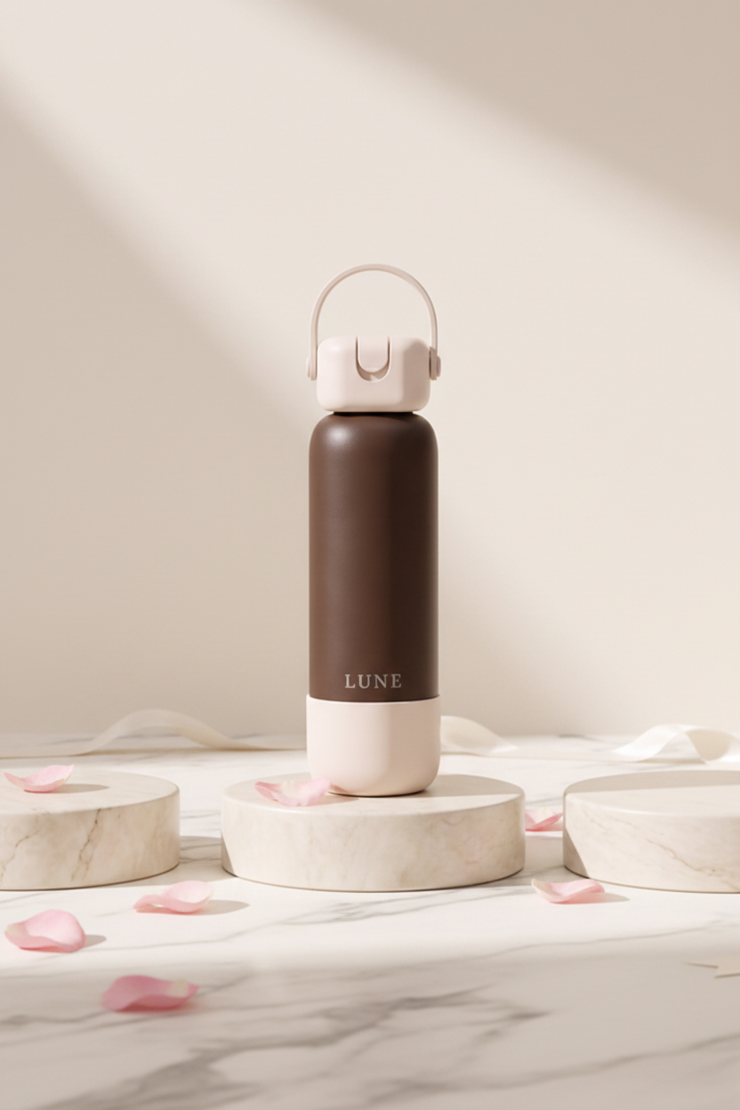 Lune Bottle in Bonnie Bon colorway on marble surface