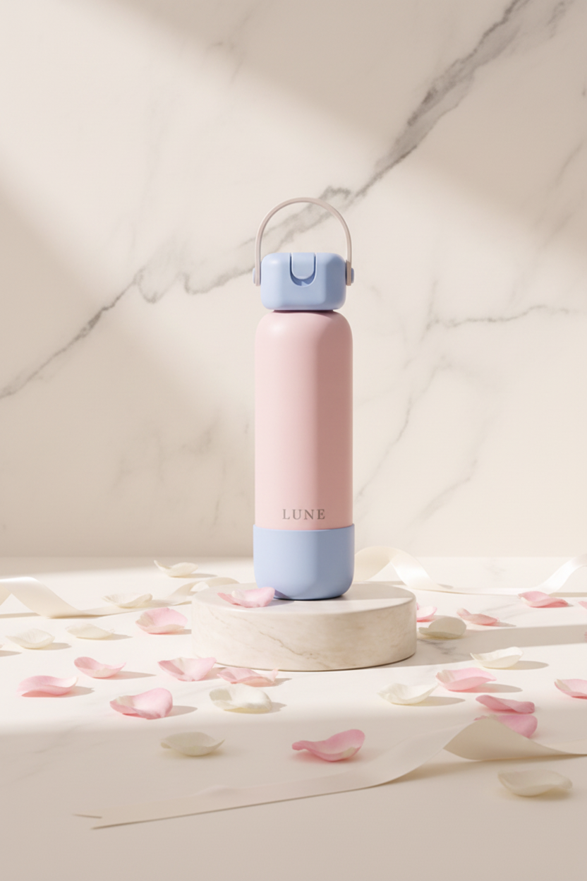 Lune Bottle in Espresso Tonic colorway on marble surface